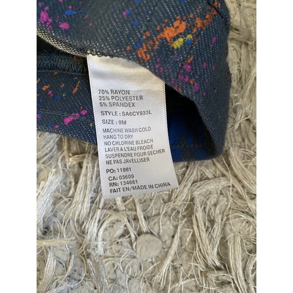 So What Brand Girls Denim Paint Splatter Print Leggings Pants Size 9 Mon… - Picture 8 of 12